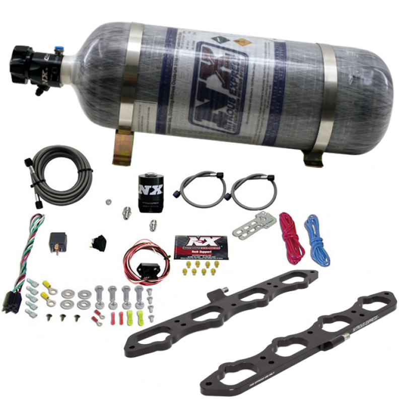 Ford Mustang Nitrous Oxide Injection System - Nitrous Express - Coyote Dry Direct Port Plate System (12LB Bottle) - Black - `18-`27